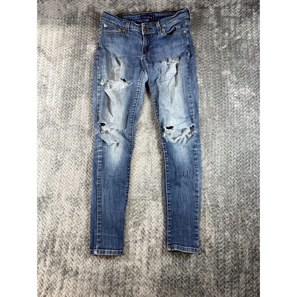 Levi's 535 Legging Jeans Womens 9 Blue Denim Cotton Stretch Low Rise Distressed